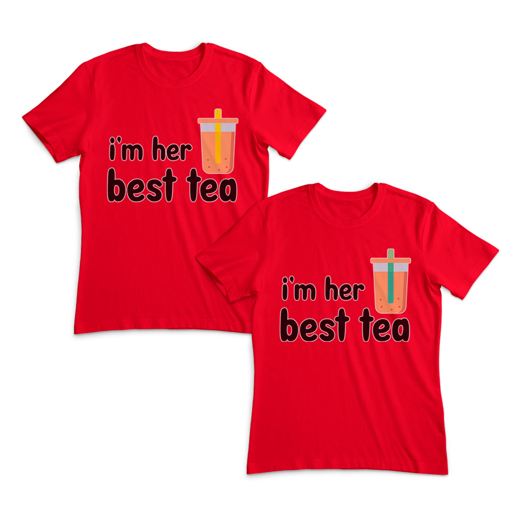 Valentines Day Couples Matching Outfits Clothes for Friends I'M Her Best Tea Red - Picture 8 of 11