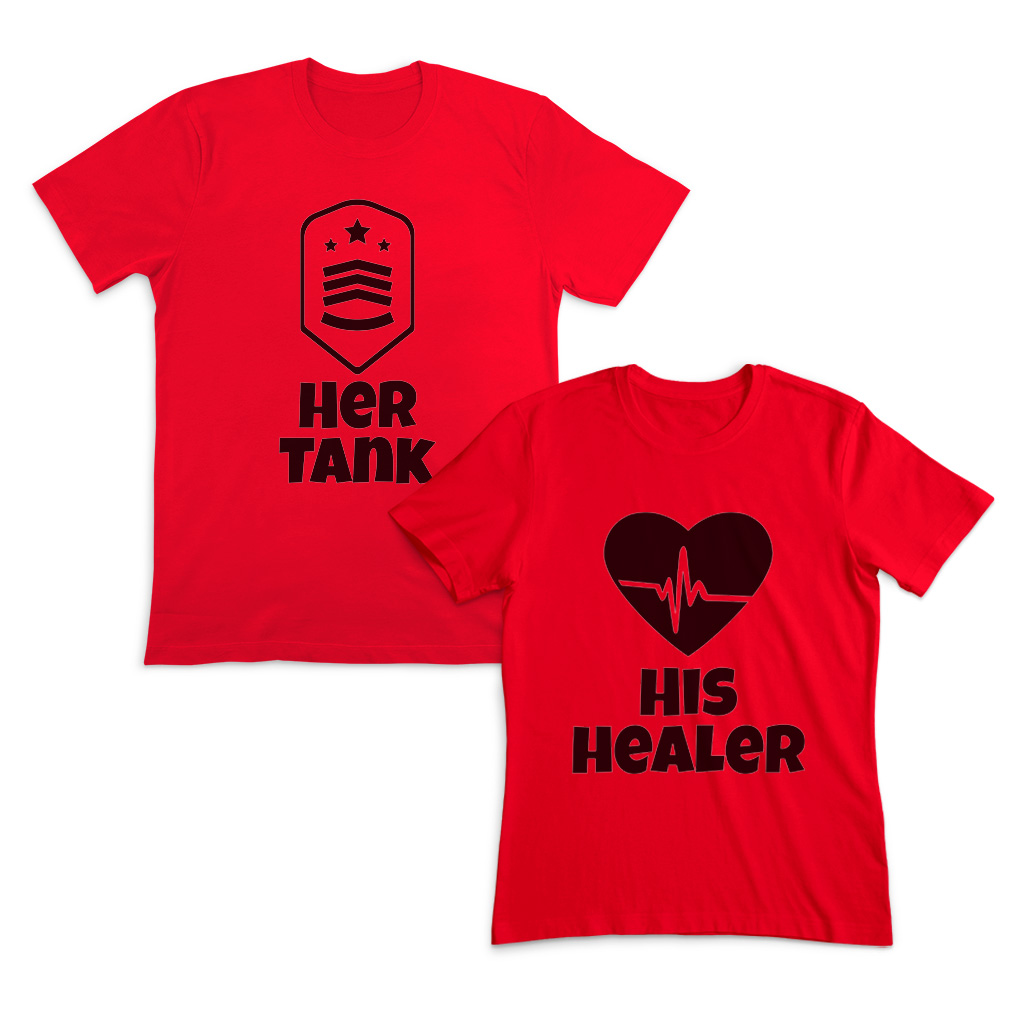 Valentines Day Couples Matching Outfits Clothes for Friends Her Tank His Healer - Picture 8 of 11