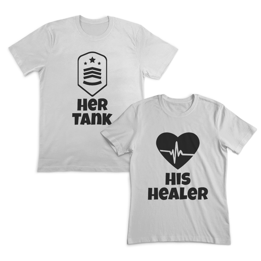 Valentines Day Couples Matching Outfits Clothes for Friends Her Tank His Healer - Picture 10 of 11