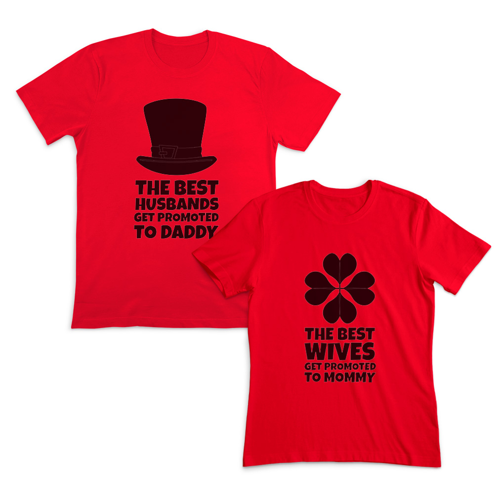 Couples Matching Outfits The Best Husbands Wives Get Promoted to Daddy Mommy Red - Picture 8 of 11
